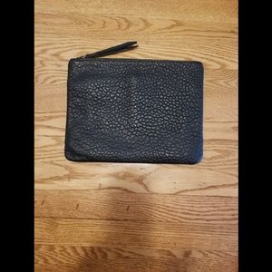 Grain leather clutch